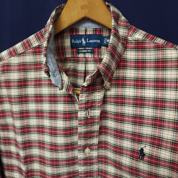 Ralph Lauren button shirt Tartan plaid red medium - Picture 1 of 10